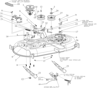 Deck Diagram and Parts List for XT1-LT42EFI (13B9A1CS010)(2019) Cub Cadet Lawn Tractor